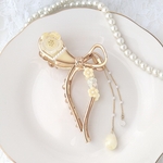 ♡再販売♡Ribbon バンスクリップ  ヘアアクセサリー ヘアクリップ/イエロー