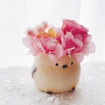 【カラーオーダー可】花咲くシマエナガアレンジ プリザーブドフラワー ピンク その他のお色も可能