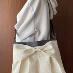 【受注生産】倉敷畳縁シンプルリボンショルダーバッグ(麻の葉ホワイト)