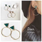Triangle hoop pierce&earring/Green