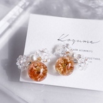 リボンちゃんと花玉◌̥（orange）     ピアス /イヤリング　no.1478