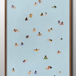 15614■ポスター　絵画　A3サイズ　『海水浴する人々　ハワイ』　アート　イラスト　デザイン　上級マット紙採用　北欧