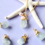 春の新作【限定数】原石　アクアマリン　天然ピンクコーラル&淡水パール付き　サージカルステンレス　40㎝ネックレス
