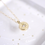 八芒星とキュービックジルコニアのプチペンダント　ゴールド　星　ネックレス　オフィス　プチネックレス　シンプル　コインネックレス　サージカルステンレスチェーン