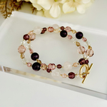 《再販2》【天然石使用】Amethyst ＆Rose quartz🩷アメジスト＆ローズクォーツ(半貴石)のブレスレット