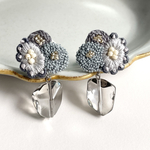 「mitemite」ブルー.刺繍ピアス.刺繍イヤリング.297