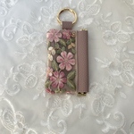 ゴミ袋ポーチ・バネ口ミニポーチカラビナ付き・インド刺繍
