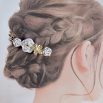 ヘアクリップ　No.243 和風　水引　着物　結婚式　パーティー　お呼ばれ　発表会　ヘアアクセサリー　髪留め　白系　ゴールド系　七五三