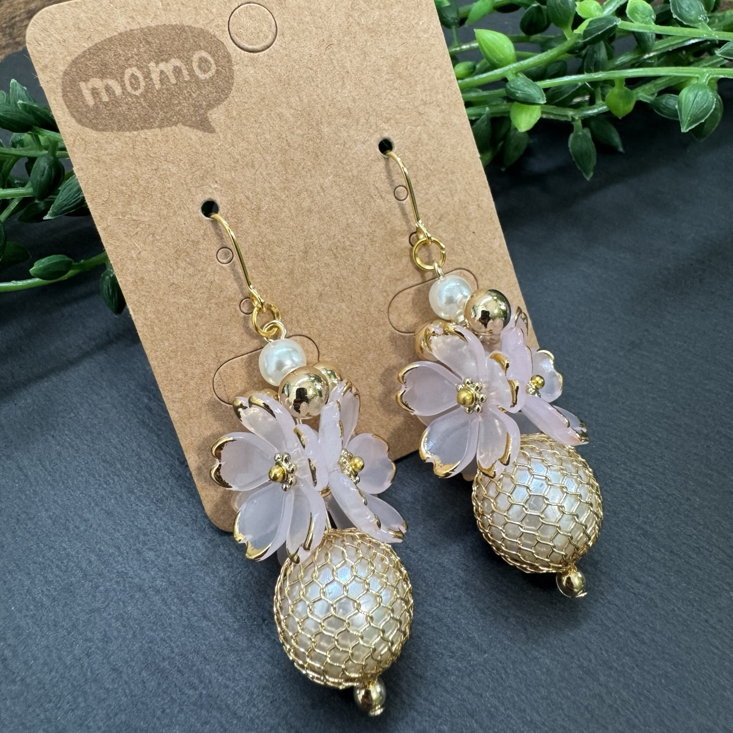 クリア×シルバーのじゃらじゃら大ぶりピアス・イヤリング♡ - MOMO 
