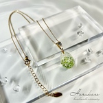 【梅花藻 -バイカモ-】〜清流に咲く花〜　小ぶりタイプのレジンネックレス/みずみずしさ/透明感/雫/水中/水面/サージカルステンレス
