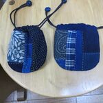 古布パッチステッチ丸ポーチ     最新