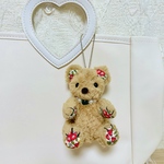 maroro様ご予約品＊リバティベアチャーム（フォーゲットミーノッツ）グリーンメノウ首飾り