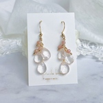 ピアス　天然石　ローズクォーツ　ムーンストーン　サージカルステンレス