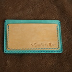 パスケース　イタリアンレザー　猫の肉球　コンパクトカードケース　アクア