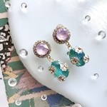 rétro daisy “lavender cream × Laguna blue” pierce / earring