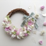 再販  ハーフリース　”  グリーン   ”　Lサイズ　22～23㎝　プリザーブドフラワー　＆　ドライフラワー