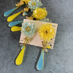 【6850円→4850円】芳月下美人 黄色×水色💛🩵マカロンカラー揺れる ピアス イヤリング