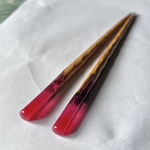 木とレジン　鉱石の箸【ルビー】再販