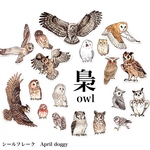 【シールフレーク】ふくろうイラストシリーズ  ぜ〜んぶ違う35種+シークレット / 36枚入