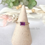 天然石 アメシスト レクタングル デザインリング フリーサイズ ゴールド シルバー silver925