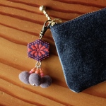 こぎん刺しポンポンフラワーチャーム【こぎん刺し☺︎刺繍】