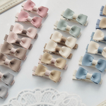 ♡色違いで揃えたい🎀くすみカラー ミニミニリボンクリップ 2個セット｜ベビー・キッズ・ペットにも◎通園通学・ギフトに人気！ヘアピン