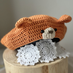 【送料無料】みかんくまちゃんベレー帽　　　　　　　　　　くま　みかん　くだもの　帽子　ベレー帽　ベビー　　　キッズ　男の子　女の子　お揃い　お出かけ　秋　冬