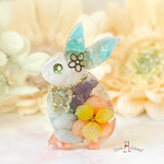 ミニ オルゴナイト　立ち耳お座りうさぎ☆幸運 開運 魔除け お守り ミニ巾着袋付き ＊ ミニオルゴナイト ＊ 開運グッズ ＊ うさぎ ＊ うさぎ好き ＊ 一点物 ＊ 天然石 ＊ 保護猫寄付