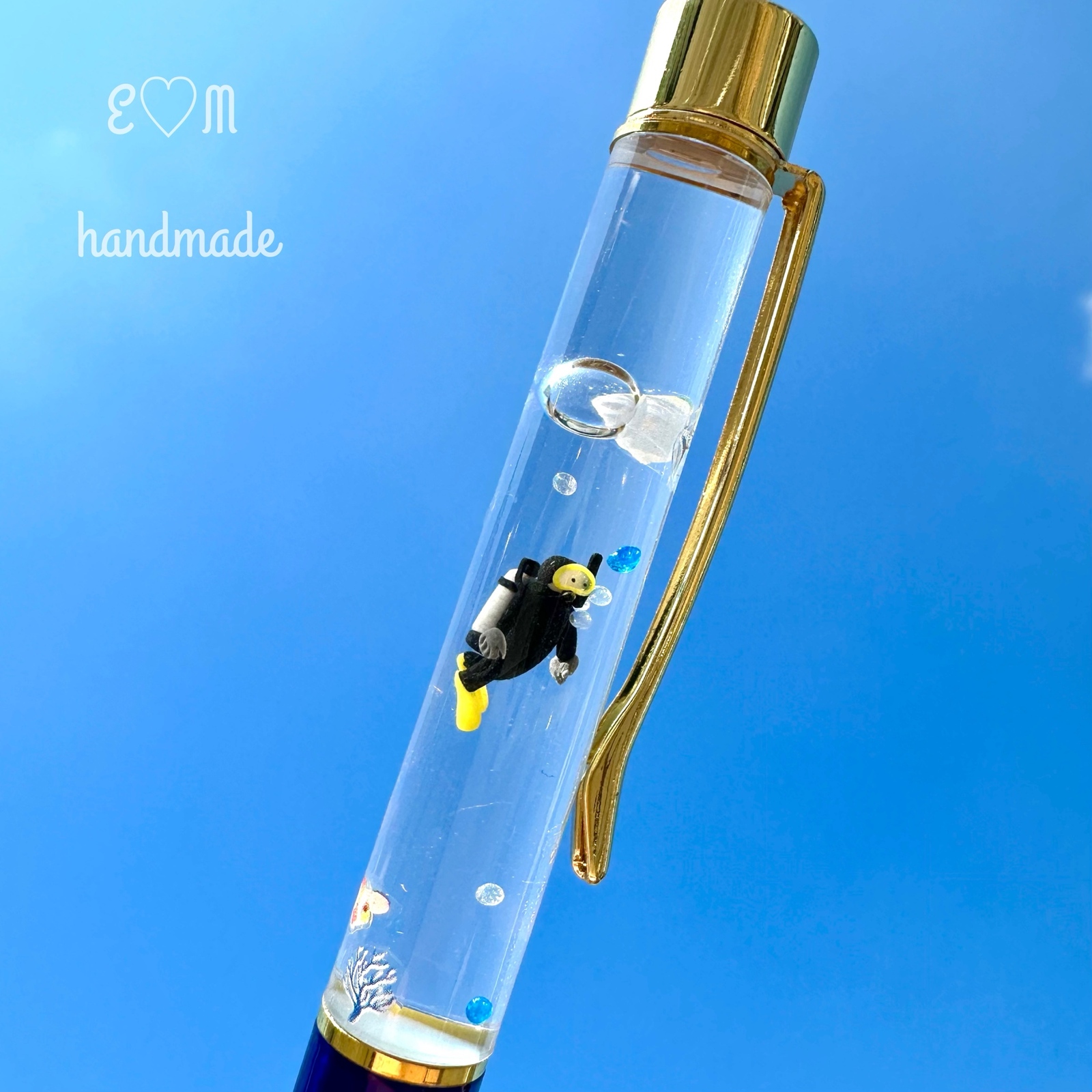 氷のペンレスト♪ 漂う白くま メロンソーダのガラスペン - E♡M