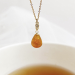 【在庫限り】一粒の紅茶の雫ネックレス サージカルステンレス キュービックジルコニア 金属アレルギー対応 かすみ草 