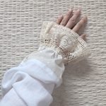 ☆アイボリーレース綿100％、ダブルガーゼ生地、腕抜き、アームカバー