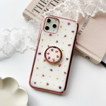 ガーリーな小花のホワイト　iphoneケース　7.8.X.Xs.XR 11.11pro 6s.5s android xperia 全機種対応　スマホリング　TPU 手帳型ケース　