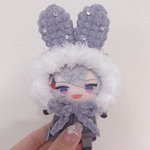 【紫キラうさぎm】にじぱぺっと　ぬい帽子　ぬい服　うさ耳　ニット帽 10cmぬい