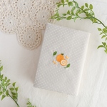 刺繍の文庫本サイズブックカバー【オレンジ/ブラウン】