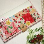 【送料無料】合皮付スリム長財布☆ストロベリーⅡ（ピンク）