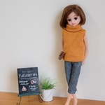 大人シンプルコーデ☆マスタードトップス＆パンツ　リカちゃんサイズ