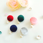 ベロアくるみボタン♡ノンホールピアス