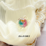 【天への螺旋】パステル リトルウッズ ローズ ミニ 薔薇 ボタニカル 小ぶり ドライフラワー  クリア シルバー 15号 フリーサイズ リング 