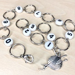 目数カウンター【毛糸玉シルバー】　目数リング、段数マーカー　数字　