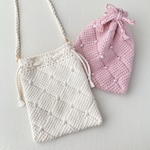 【2way】パールキルティングスマホポシェット 巾着ポーチ