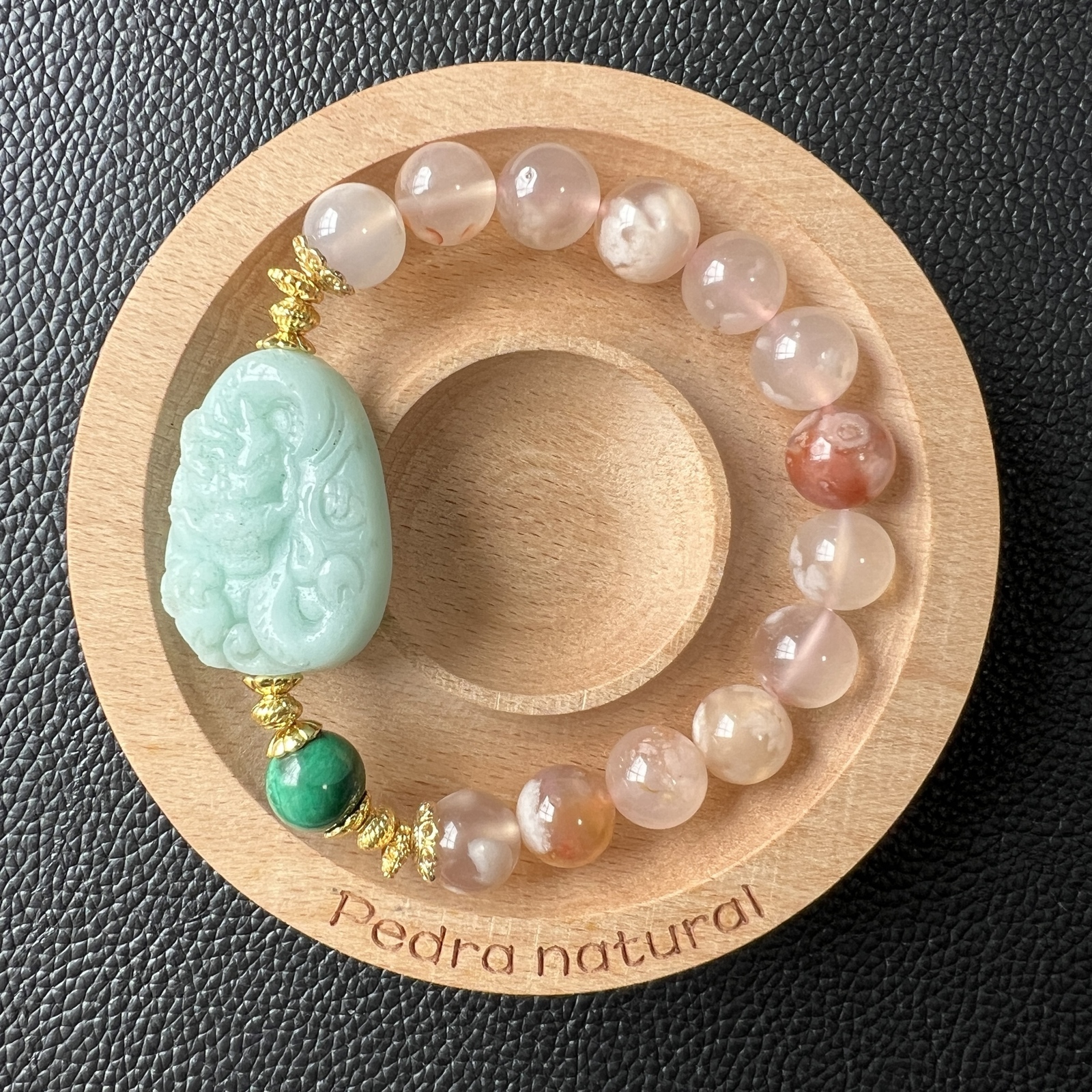 アマゾナイト龍と桜瑪瑙ブレスレット - Pedra natural | minne byGMO 