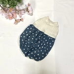 【完成品】バルーンワンピース　ドット柄　Wガーゼ　シンプル　犬服　ハンドメイド