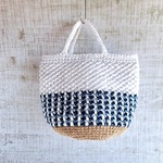【新作・再販】春はカゴBagの気分です！スズランテープ×麻ひも、白×ネイビー！おしゃれな一点もの
