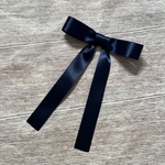 16TDシンプルサテンリボン 選べるブローチヘアクリップ 青紺ネイビー 16TD