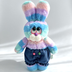 mofu-lulu  うさぎ Shimashima(シマシマ) モフモフでポップなウサギのぬいぐるみ　32㎝　カラフル　パステルカラー　ストライプ　ボーダー　デニム　癒し　レトロ　イースター
