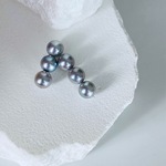 希少　ブルーカラー　アコヤ真珠の3粒ピアスまたはイヤリング　あこや