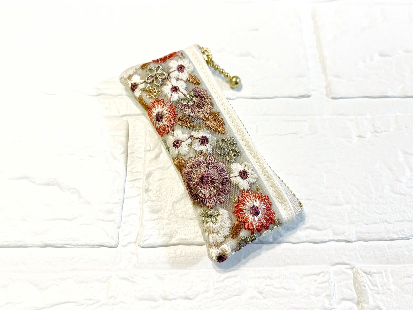 リップポーチ　ポーチ　ミニポーチ　インド刺繍　リボン　ピンク　927-1 リップポーチ ポーチ ミニポーチ インド刺繍 リボン ピンク 927