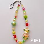 ビーズストラップ💚💛スマホストラップ❤️ハンドストラップ🧸ペイントポップくま⚪️⡱¨̮* /MIMI. 