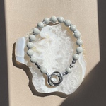 ウッドビーズストラップ　ハンドストラップ　グレー