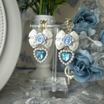 【+Pretty Rose White+】水色　イヤリング・ピアス